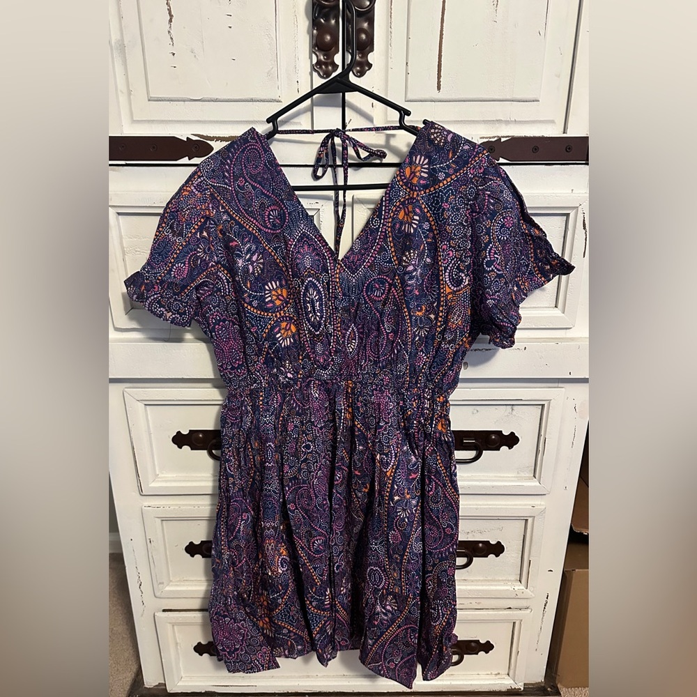 NWT Women’s Purple Paisley Babydoll Dress; size 0x